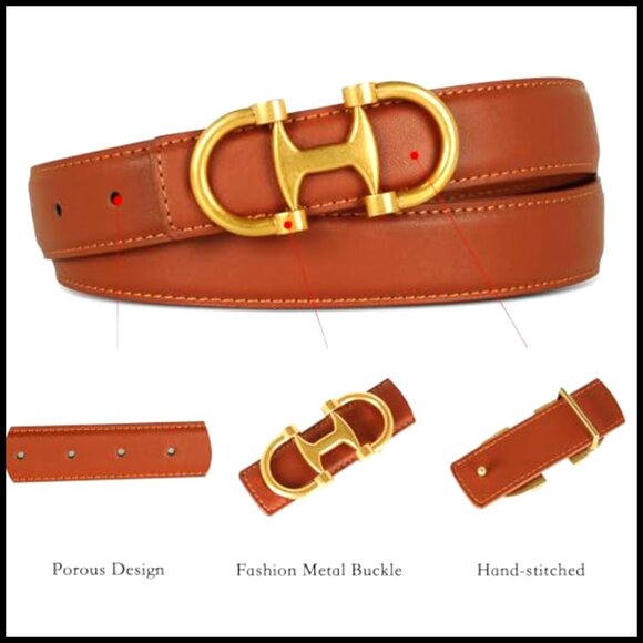 Leather Belt with Buckle Classic Elegant Chic for Dresses Jeans Coats main image 7